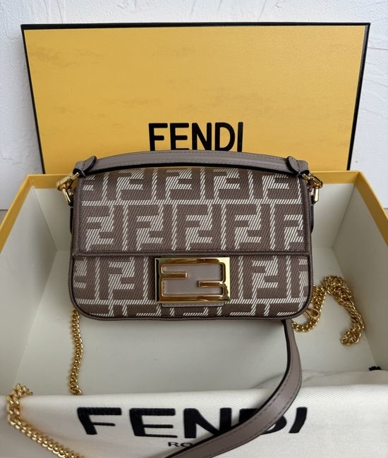 Fendi Baguette Mini Grey Fabric Bag 8037