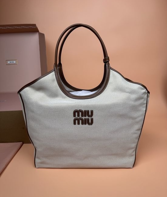 Miu Miu Canvas Tote Bag with Letter Logo 5BG276