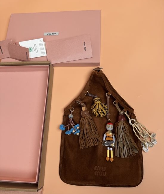 Miu Miu Tote Bag Suede Leather with Tassels 5BA295