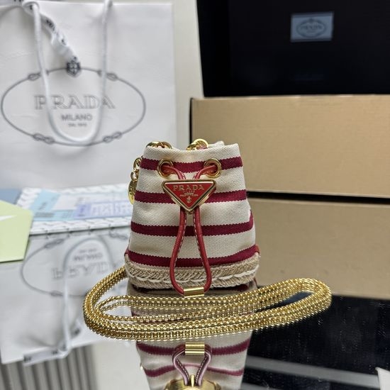 Prada Mini Bucket Stripe Fabric Bag 1NR016