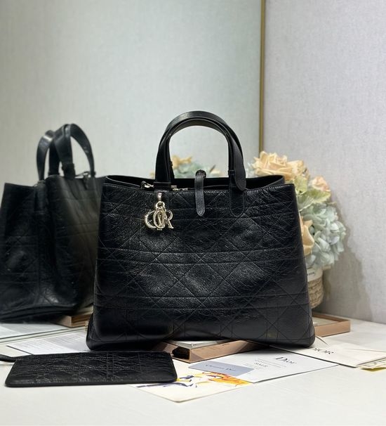 Christian Dior CD Toujours Black Textured Bag 1188
