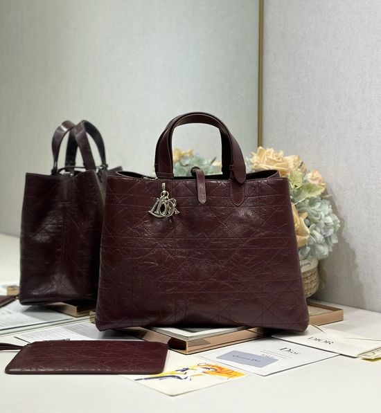 Christian Dior CD Toujours Burgundy Textured Bag 1188
