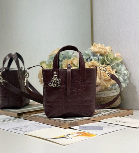Christian Dior CD Toujours Burgundy Cannage Handbag 2836