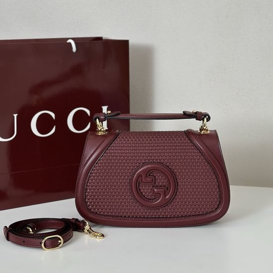 Gucci Burgundy Woven Shoulder Bag 815714