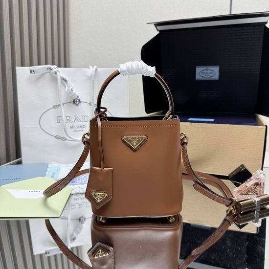 Prada Panier Smooth Leather Bucket Bag 1BA373