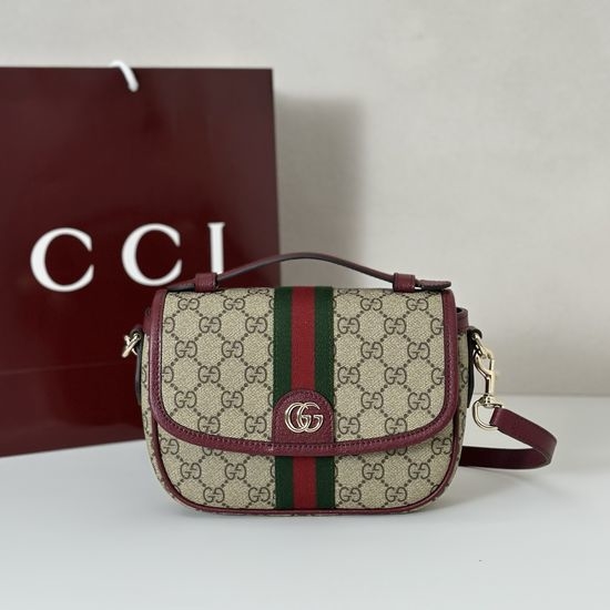 Gucci Brown Burgundy Leather Handbag 836843