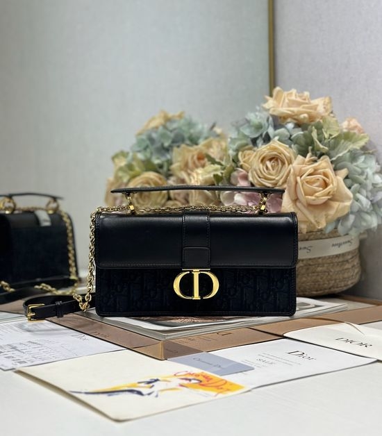Christian Dior CD 30 Montaigne Black Fabric Handbag 9601