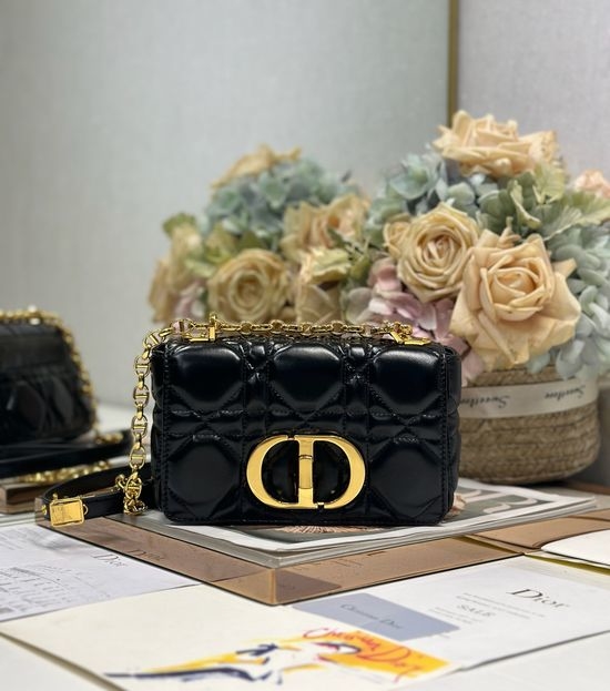 Christian Dior CD Caro Quilted Leather Handbag Gold Buckle 1200