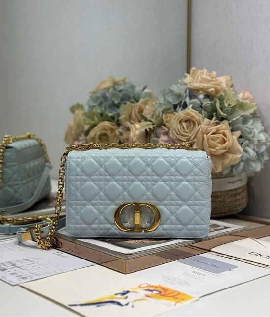 Christian Dior CD Caro Cannage Handbag Light Blue 1200