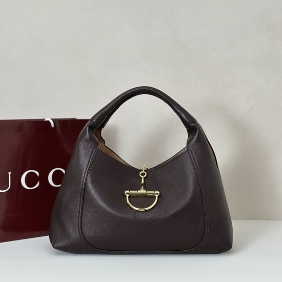 Gucci Dark Brown Litchi Grain Bag 837466