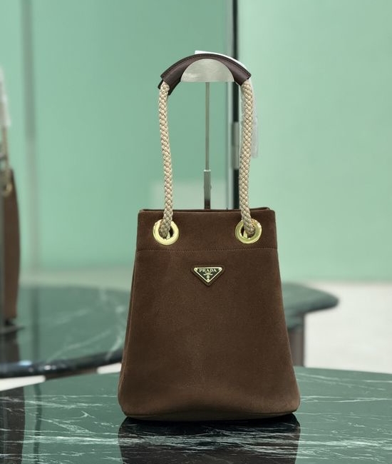 Prada Re-Nylon Bucket Bag Suede Leather 1BE082
