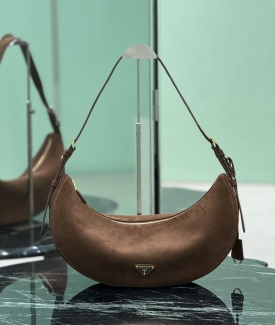 Prada Suede Crescent Hobo Shoulder Bag 1BC255