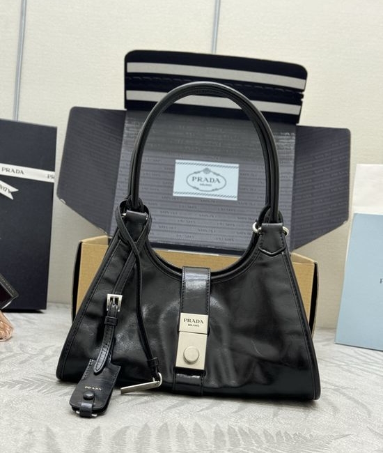 Prada Mini Handbag Waxy Leather Flap Lock 1BG580