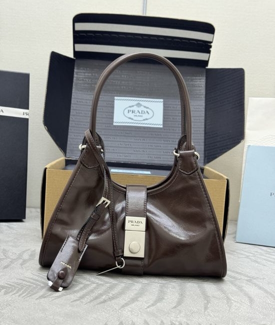 Prada Mini Handbag Waxy Leather Flap Lock 1BG580