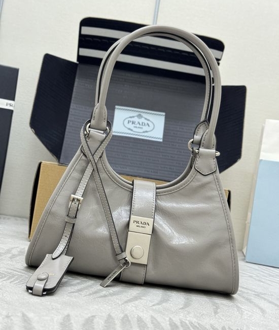 Prada Mini Handbag Waxy Leather Flap Lock 1BG580