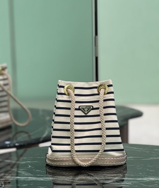 Prada Nautical Striped Bucket Bag 1BE082