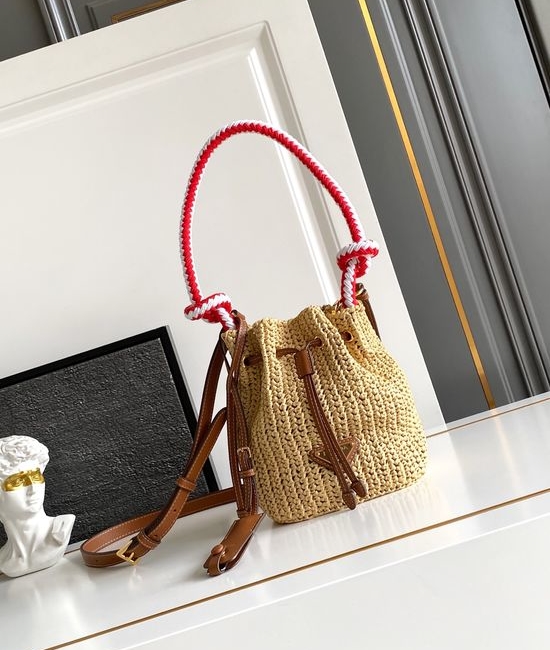Prada Woven Bucket Bag with Adjustable Strap 1BE068