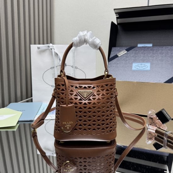 Prada Saffiano Perforated Bucket Bag 1BA217