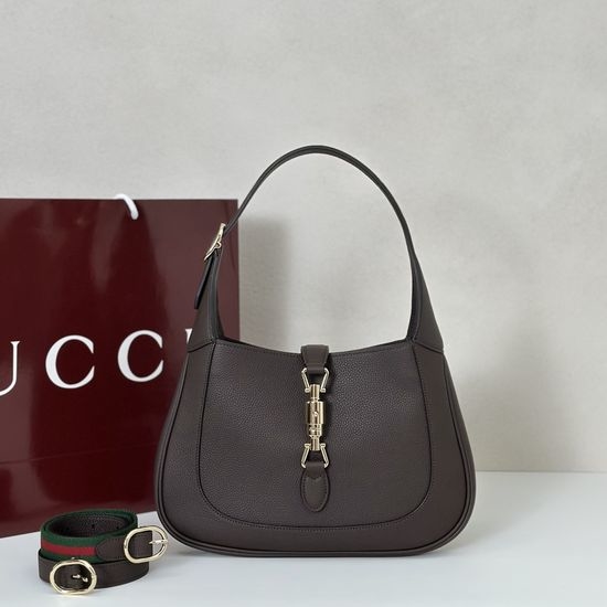 Gucci Shoulder Bag Coffee Litchi Leather 810232