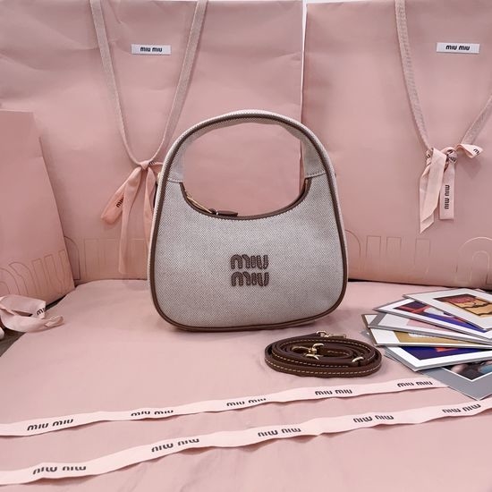 Miu Miu Wander Handbag Canvas and Calfskin 5BC125