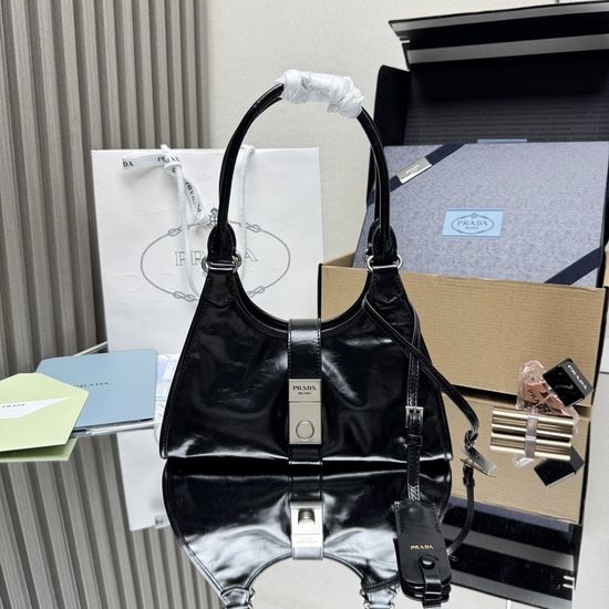 Prada Mini Handbag Waxy Leather Flap Lock 1BG580