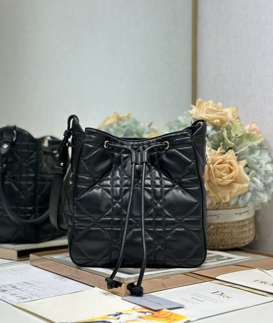 Christian Dior CD D-Motion Medium Black Lambskin Handbag 2852