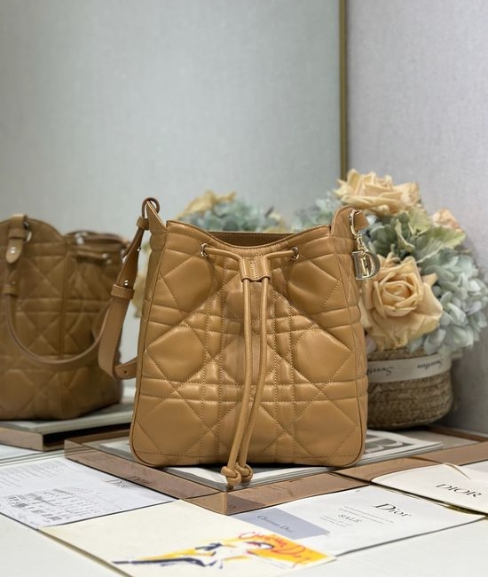 Christian Dior CD D-Motion Brown Leather Handbag 2852