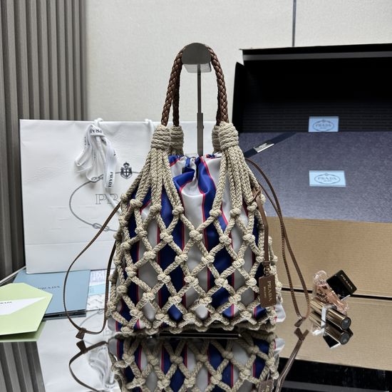 Prada Hand-Woven Cotton Lace Handbag 1BC111