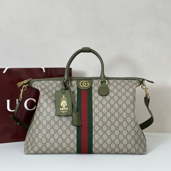 Gucci Handbag Brown Green Leather Bag 834469