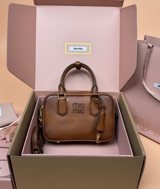 Miu Miu Arcadie Small Leather Bowling Bag 5BB123