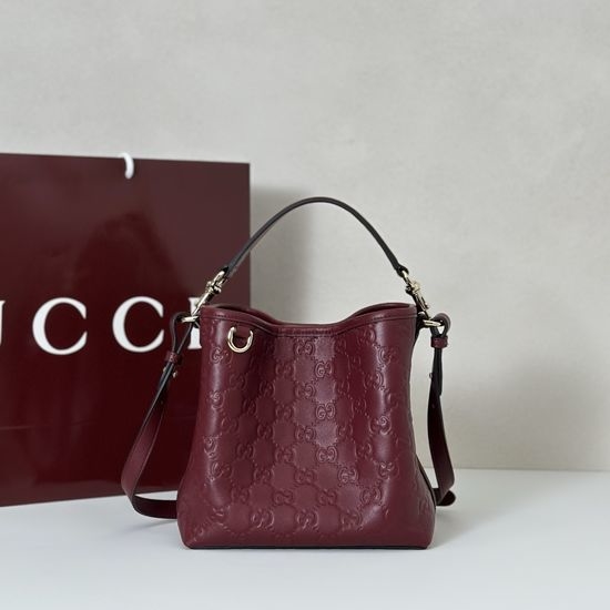 Gucci Burgundy Embossed Leather Bag 815118