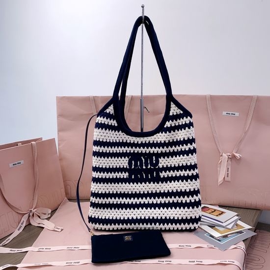 Miu Miu Woven Tote Bag with Detachable Pouch 5BG231