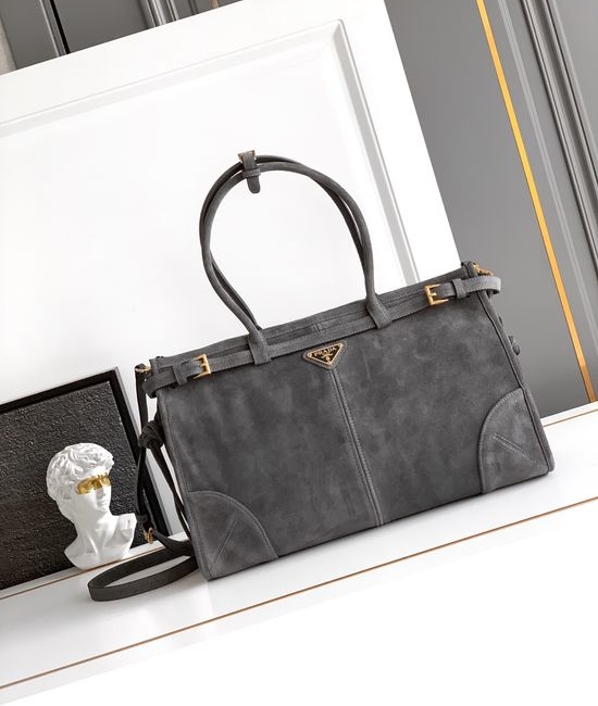 Prada Handbag Nubuck Leather Adjustable Shoulder Strap 1BA433