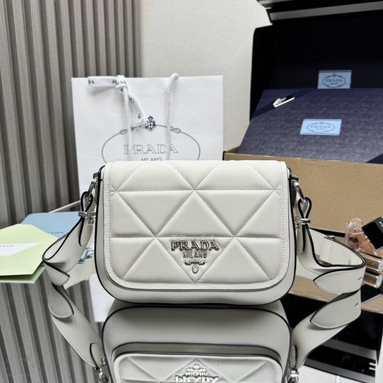 Prada Quilted Leather Shoulder Bag with Imported Lambskin Lining 1BD283
