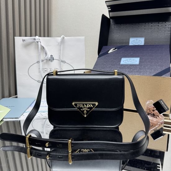 Prada 1BD320 Flat Grain Leather Crossbody Air Hostess Bag