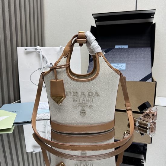 Prada Linen Canvas Removable Strap Crossbody Bag 1BE074