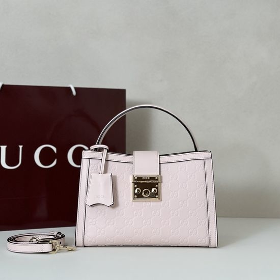 Gucci Light Pink Embossed Leather Tote Bag 838992