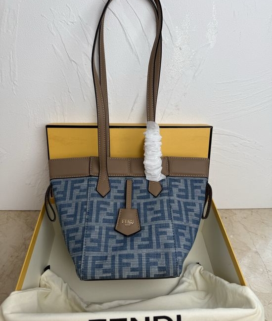 Fendi Origami Classic Gray Canvas Convertible Bag 8092