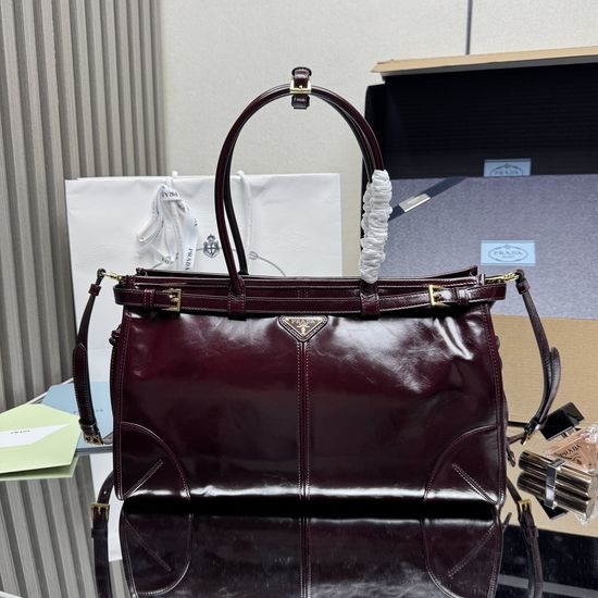 Prada LusSolf Patent Leather Handbag 1BA433