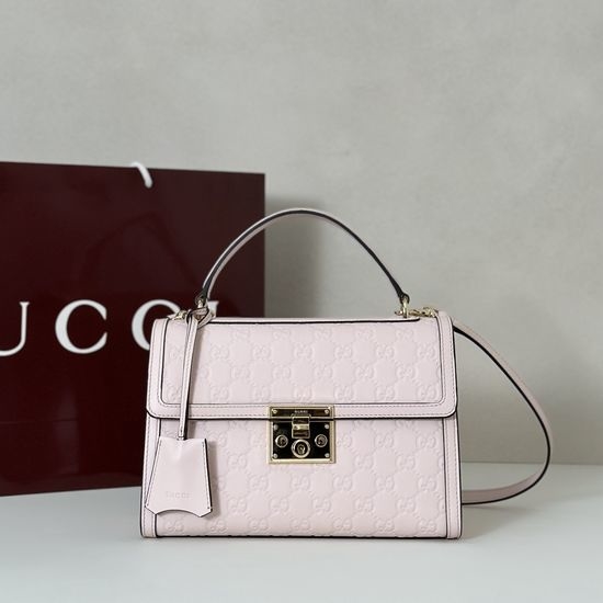 Gucci Embossed Handbag Light Pink 838998