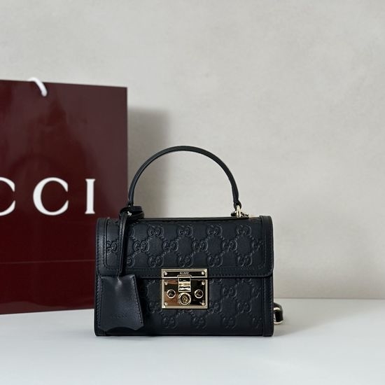 Gucci Embossed Black Leather Handbag 848884