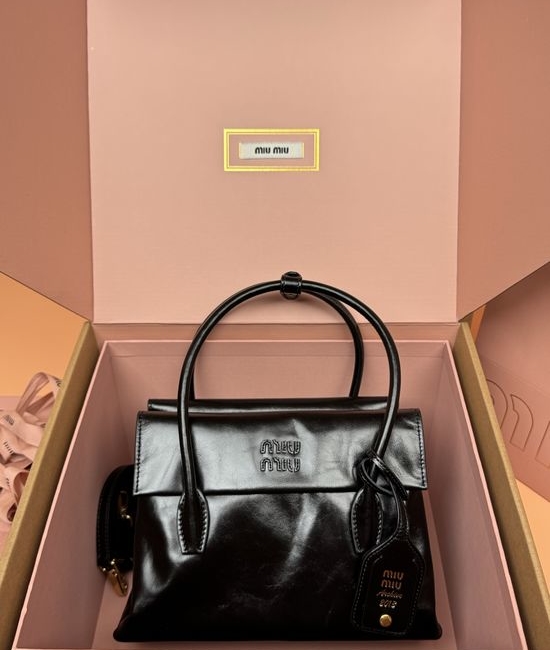 Miu Miu Solitaire Glossy Leather Handbag/Shoulder Bag 5BA302