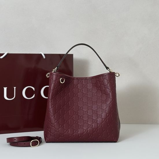 Gucci Burgundy Embossed Handbag 815103