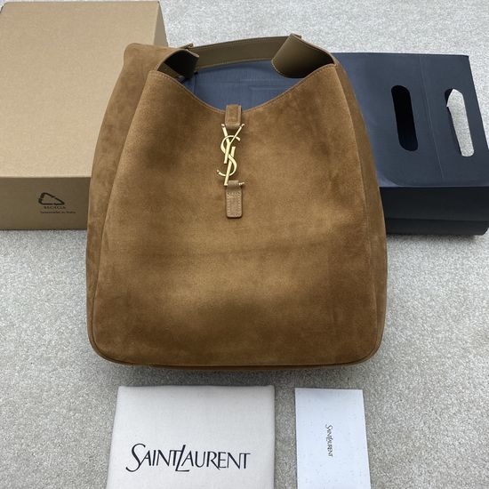 Yves Saint Laurent YSL Hobo Smooth Leather Handbag with Insertion Clasp LE5A7