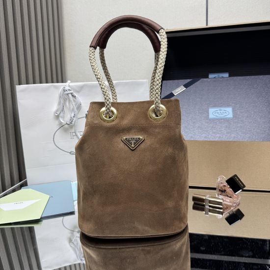 Prada Re-Nylon Suede Bucket Bag 1BE082