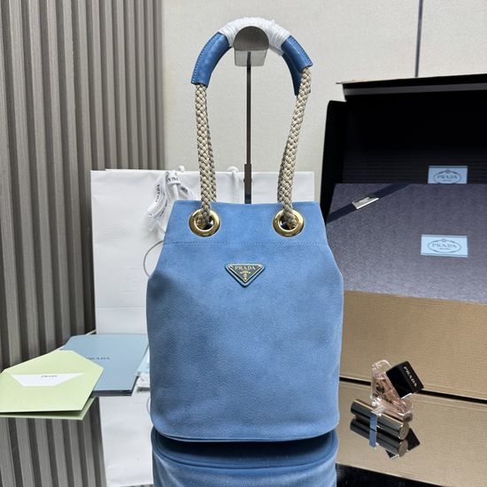 Prada Suede Bucket Shoulder Bag 1BE082