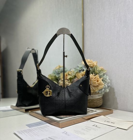 Christian Dior CD Voyage Soft Leather Handbag Black 2846