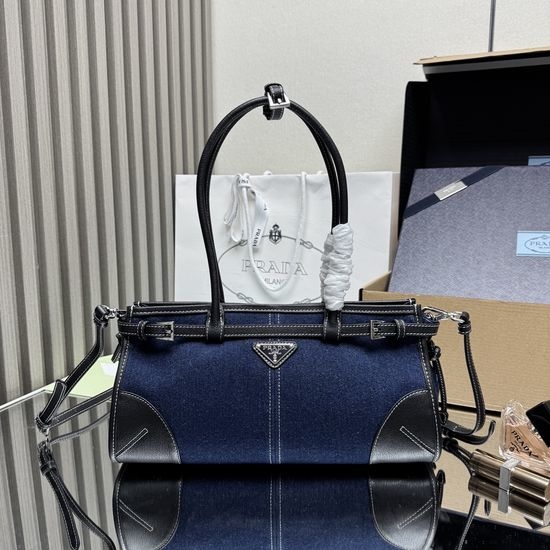Prada LusSolf Denim Leather Handbag 1BA426