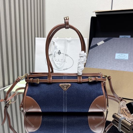 Prada LusSolf Denim Leather Handbag 1BA426