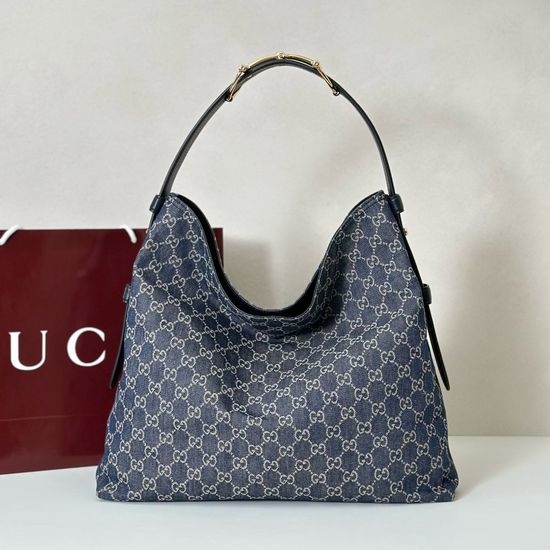 Gucci Large Bag Blue Denim Blue Leather 850546